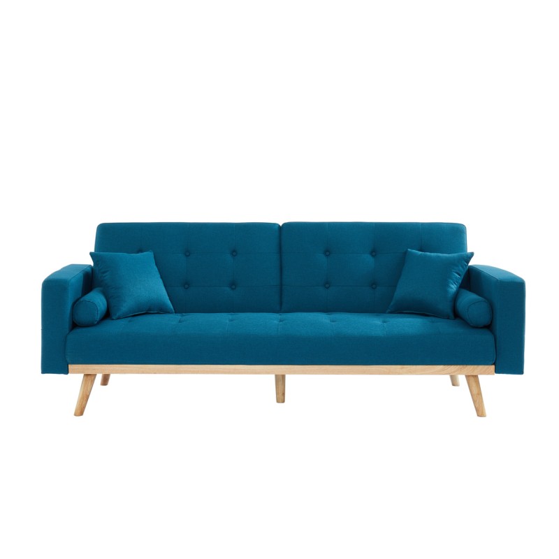 Canapé KELLY droit en tissu bleu convertible