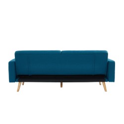Canapé KELLY droit en tissu bleu convertible