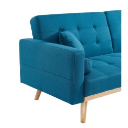 Canapé KELLY droit en tissu bleu convertible