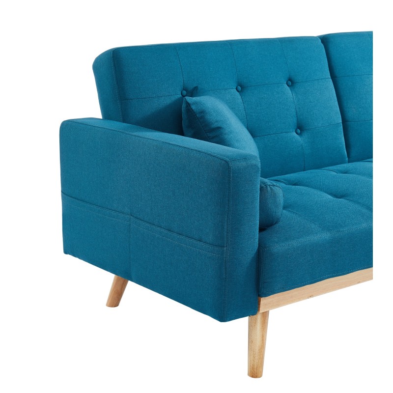 Canapé KELLY droit en tissu bleu convertible