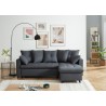 Canapé d'angle LOU convertible 4 places en tissu gris avec angle réversible et coffre