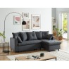 Canapé d'angle LOU convertible 4 places en tissu gris avec angle réversible et coffre