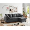 Canapé d'angle LOU convertible avec angle réversible en velours gris 4 places et coffre