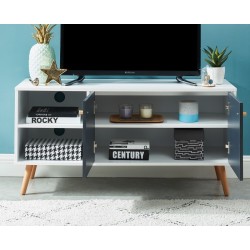 Meuble tv MAX coloris gris et blanc