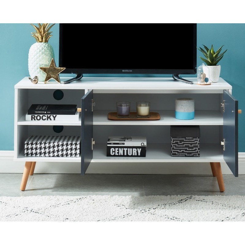 Meuble tv MAX coloris gris et blanc