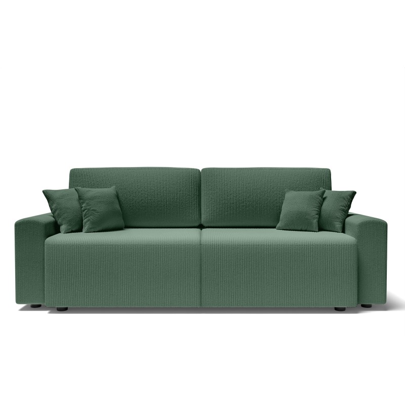 Canapé droit MILO convertible velours côtelé vert 3 places