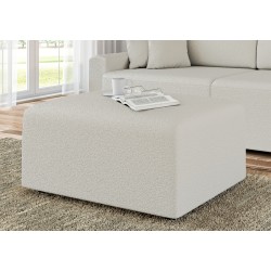 Pouf MILO tissu bouclette blanc 1 place