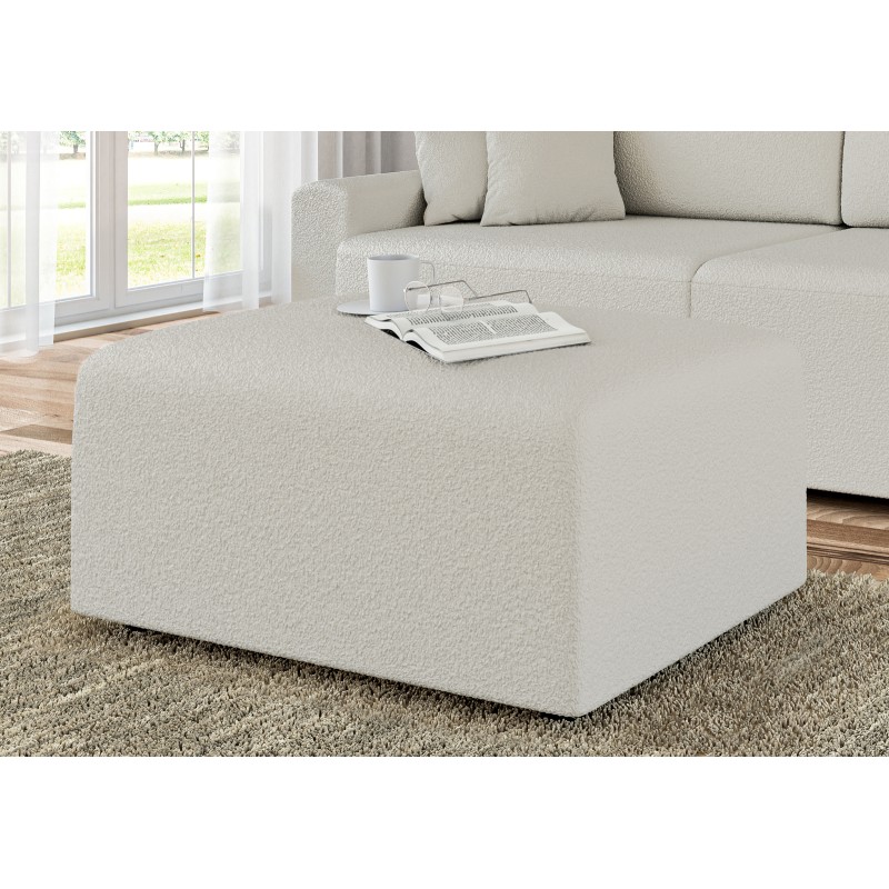 Pouf MILO tissu bouclette blanc 1 place