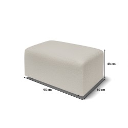 Pouf MILO tissu bouclette blanc 1 place