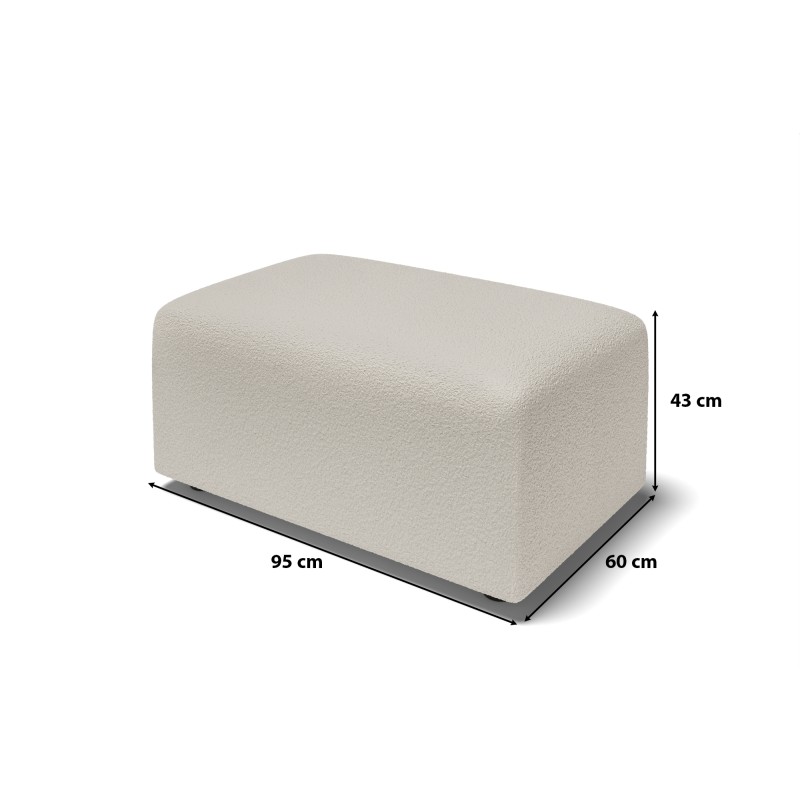Pouf MILO tissu bouclette blanc 1 place