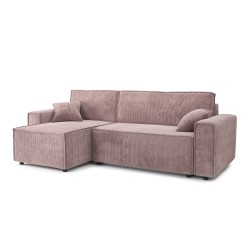 Canapé d'angle MIRA convertible et réversible velours côtelé mauve