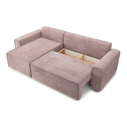 Canapé d'angle MIRA convertible et réversible velours côtelé mauve