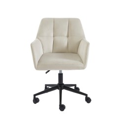 Fauteuil MONACO  en velours blanc cassé avec pieds noirs
