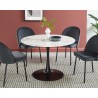 Table à manger MONIKA verre effet marbre ronde 110cm pied noir