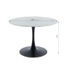 Table à manger MONIKA verre effet marbre ronde 110cm pied noir