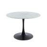 Table à manger MONIKA verre effet marbre ronde 110cm pied noir