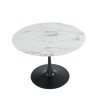 Table à manger MONIKA verre effet marbre ronde 110cm pied noir