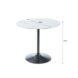 Table à manger MONIKA verre effet marbre 90cm pied noir