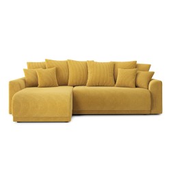 Canapé angle NOVA convertible velours côtelé jaune 4 places