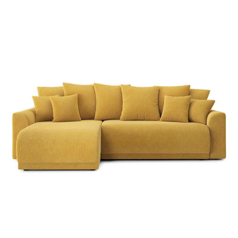 Canapé angle NOVA convertible velours côtelé jaune 4 places