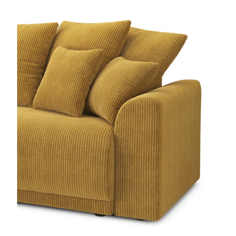 Canapé angle NOVA convertible velours côtelé jaune 4 places