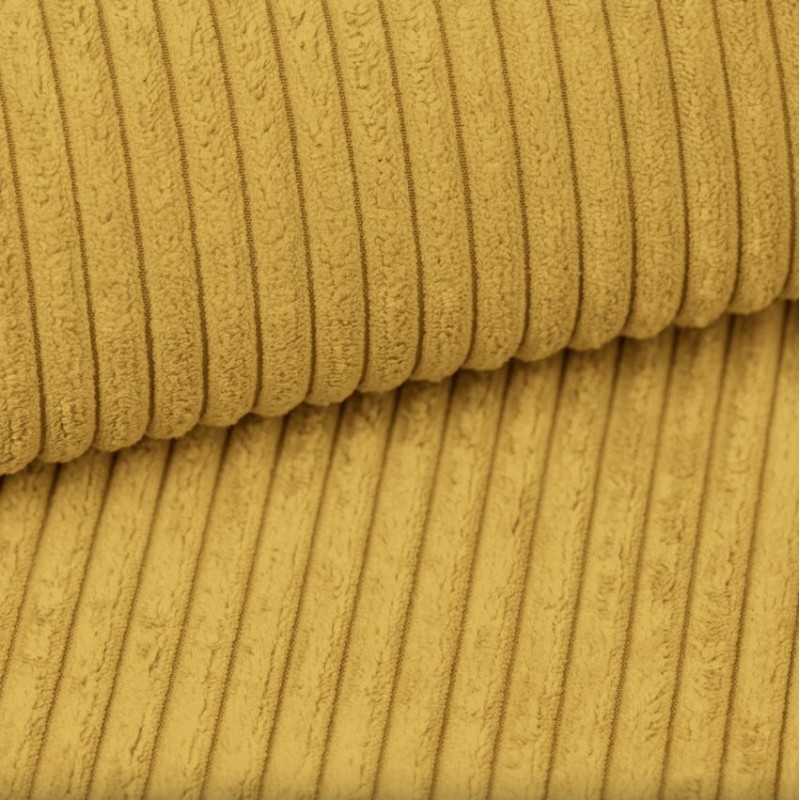 Canapé angle NOVA convertible velours côtelé jaune 4 places