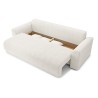 Canapé droit NOVA  convertible tissu bouclette blanc 3 places