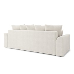 Canapé droit NOVA  convertible tissu bouclette blanc 3 places