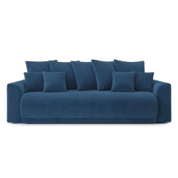 Canapé droit NOVA convertible  velours cotêlé bleu cobalt 3 places