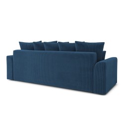 Canapé droit NOVA convertible  velours cotêlé bleu cobalt 3 places