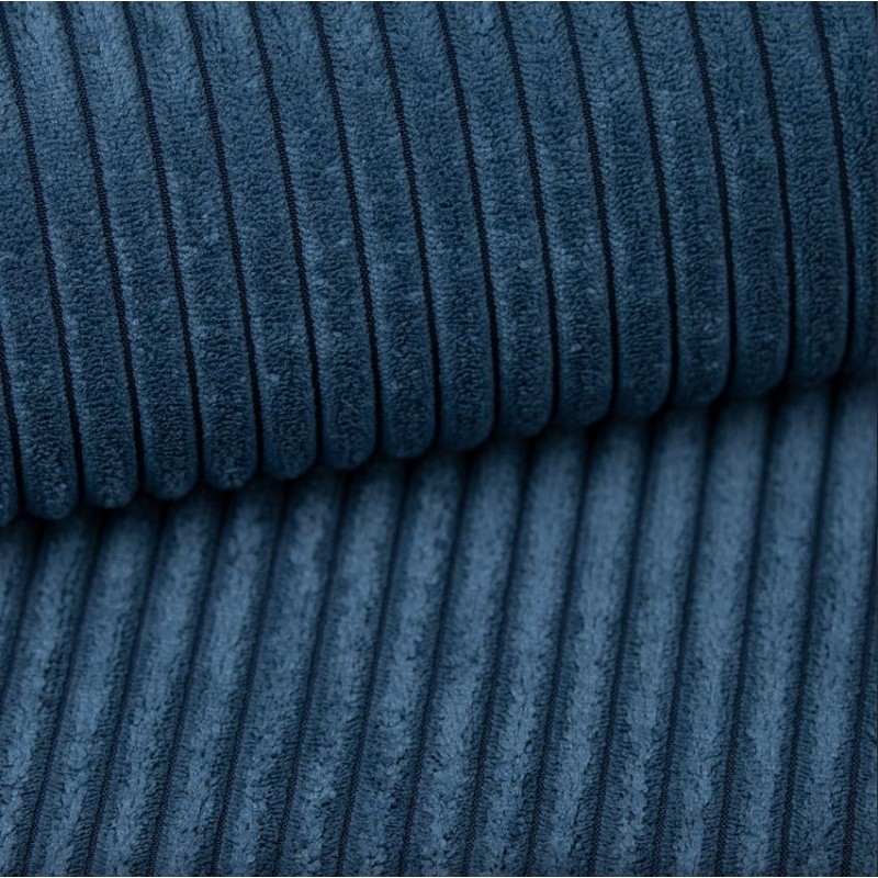 Canapé droit NOVA convertible  velours cotêlé bleu cobalt 3 places