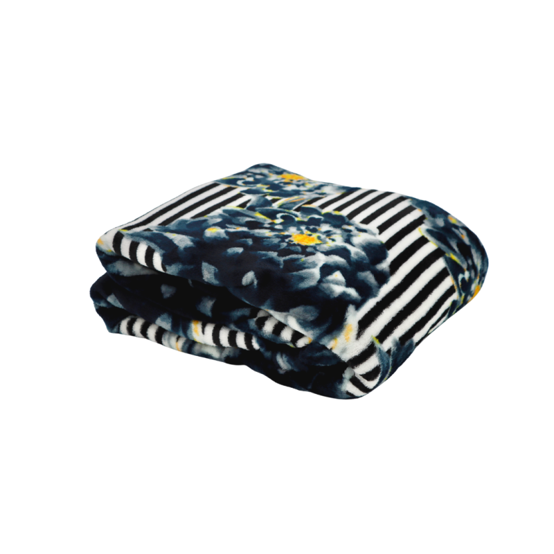 Plaid CACHAREL FLOWER imprimé rayures et fleurs