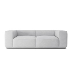 Canapé droit SACHA fixe tissu gris clair 4 places