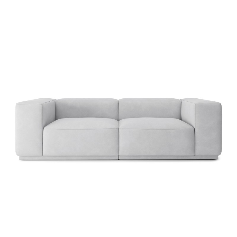 Canapé droit SACHA fixe tissu gris clair 4 places