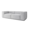 Canapé droit SACHA fixe tissu gris clair 4 places