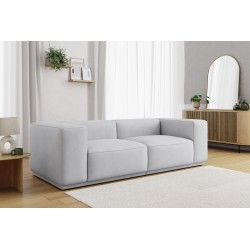 Canapé droit SACHA fixe tissu gris clair 4 places