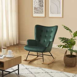 Fauteuil SUZIE velours vert rocking chair