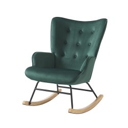 Fauteuil SUZIE velours vert rocking chair