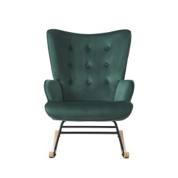 Fauteuil SUZIE velours vert rocking chair