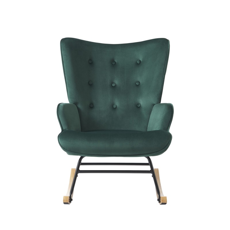 Fauteuil SUZIE velours vert rocking chair