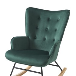 Fauteuil SUZIE velours vert rocking chair