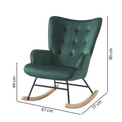 Fauteuil SUZIE velours vert rocking chair