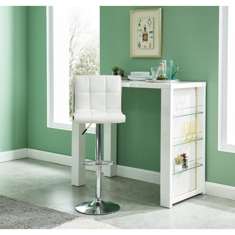 Chaises de Bar Andy  (x2) Blanc et Noir Dossier Haut -Hauteur réglable