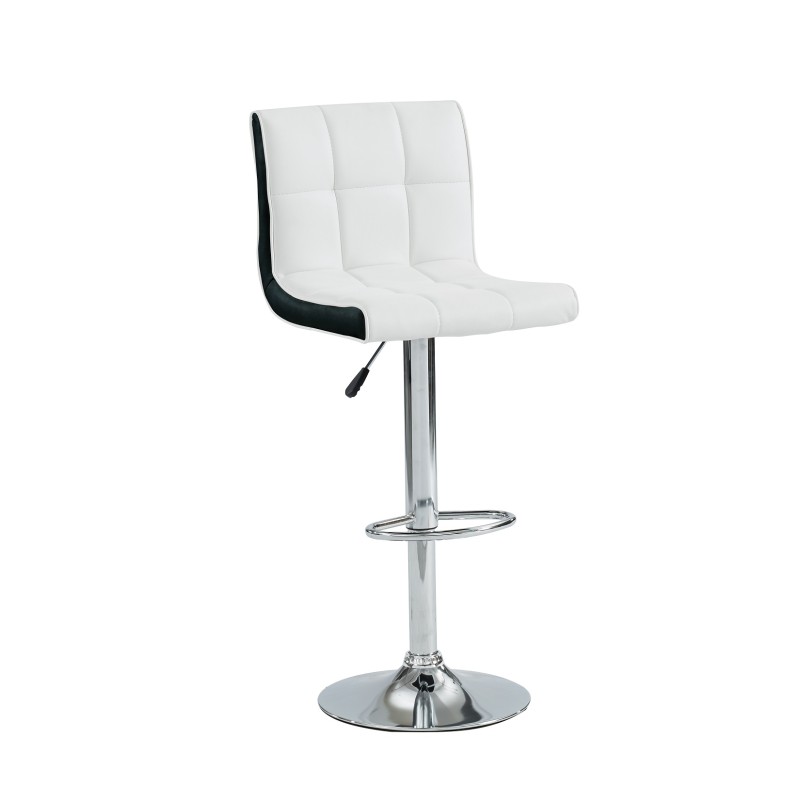 Chaises de Bar Andy  (x2) Blanc et Noir Dossier Haut -Hauteur réglable