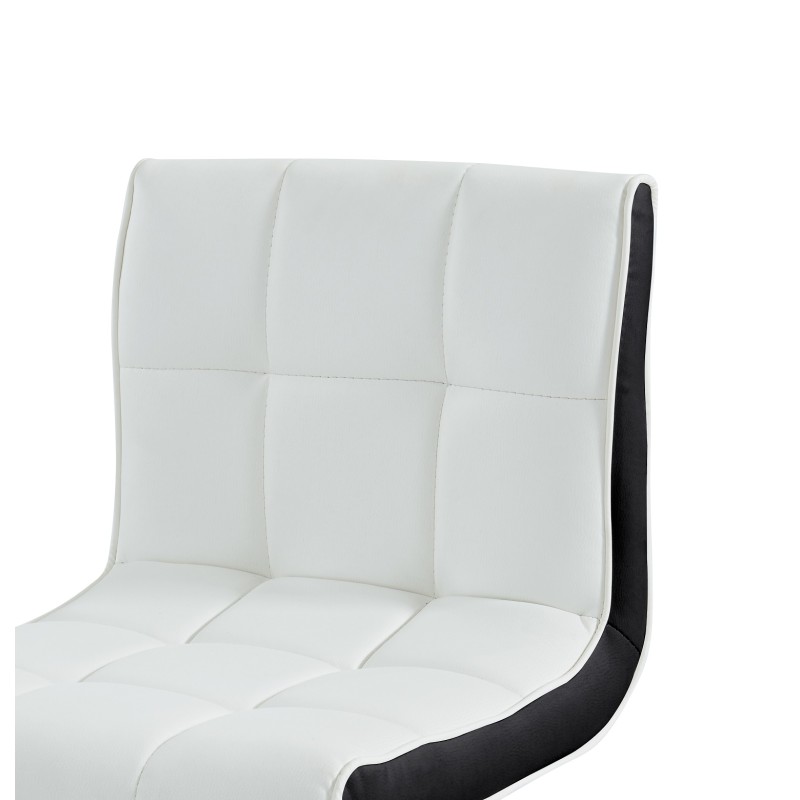 Chaises de Bar Andy  (x2) Blanc et Noir Dossier Haut -Hauteur réglable