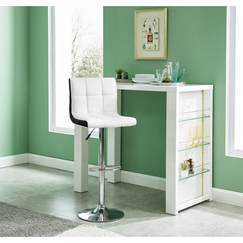 Chaises de Bar Andy  (x2) Blanc et Noir Dossier Haut -Hauteur réglable