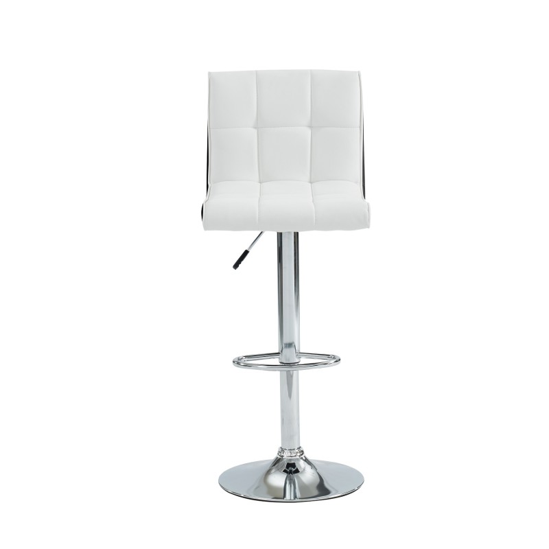 Chaises de Bar Andy  (x2) Blanc et Noir Dossier Haut -Hauteur réglable