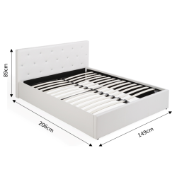 Lit coffre BAHIA simili blanc 140x190 sommier inclus