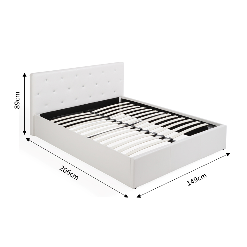 Lit coffre BAHIA simili blanc 140x190 sommier inclus