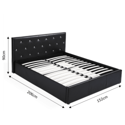 Lit coffre BAHIA simili noir 140x190  sommier inclus